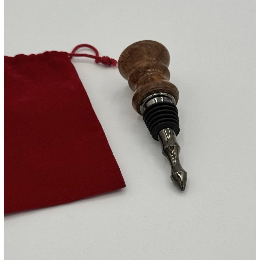 Hand Turned‎ Wooden Bottle Stopper Brass US Medallion Wine Stopper Bar